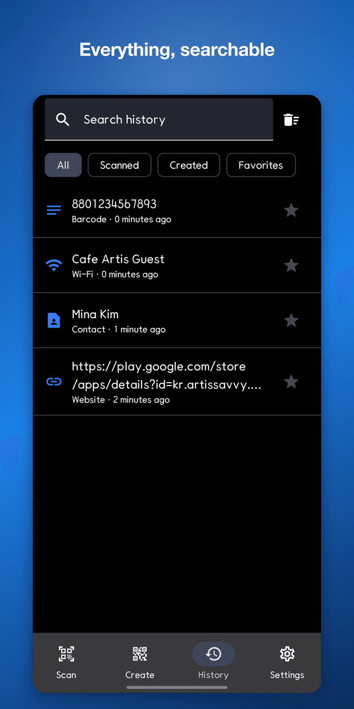 QR Reader X — History
