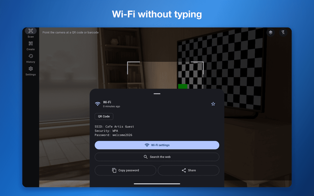 QR Reader X — Wi-Fi result