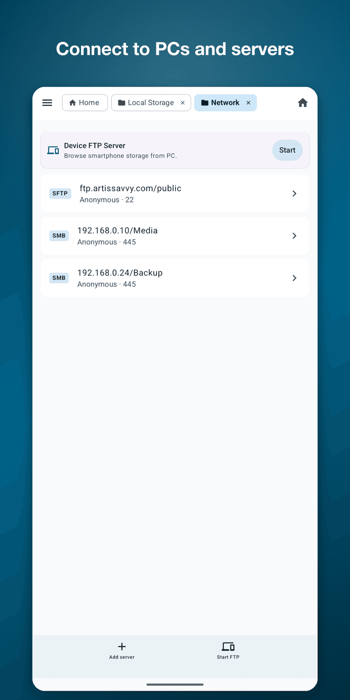 VXplorer — Network servers